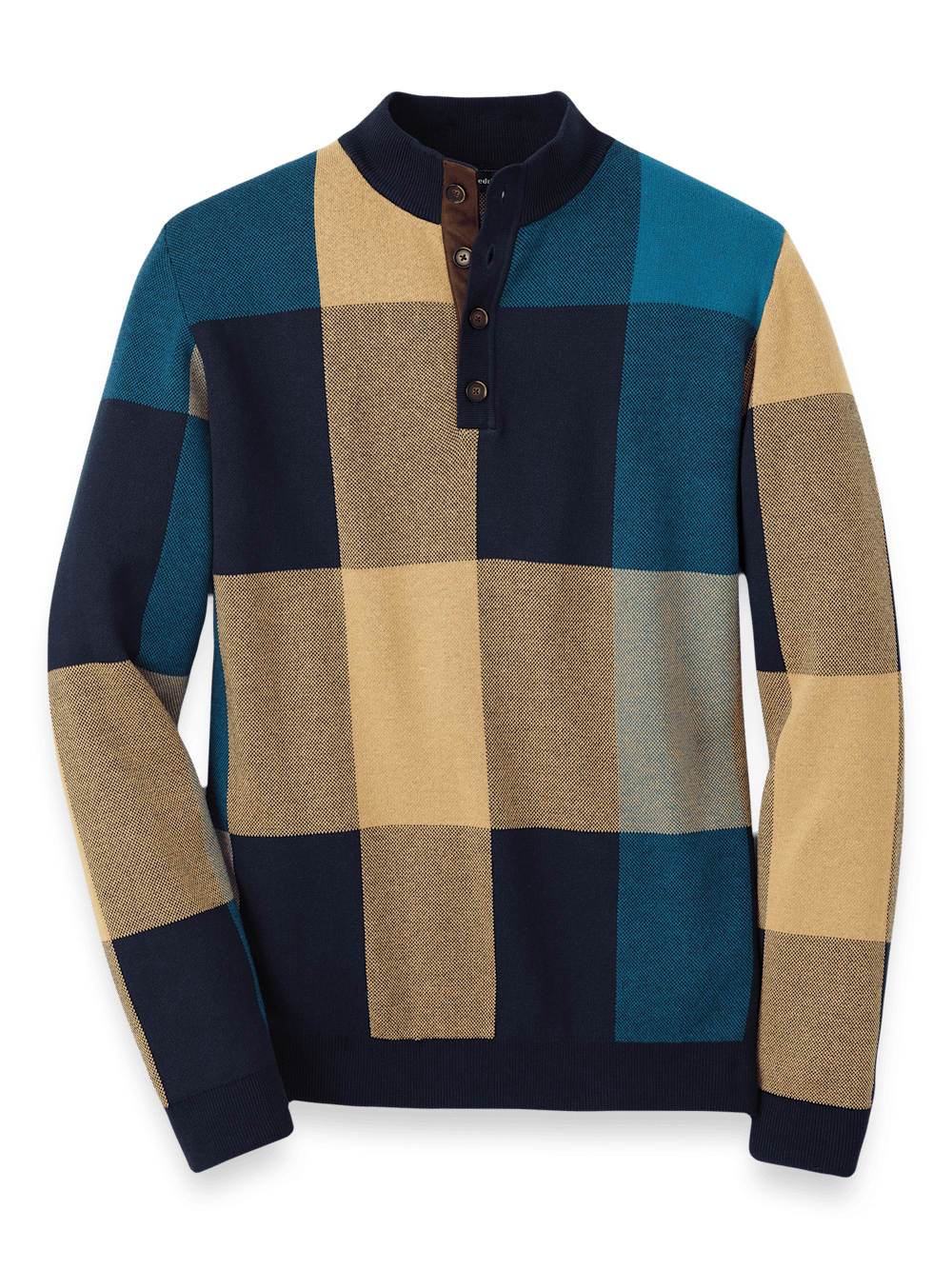 Product Image of Cotton Four Button Mock Neck Sweater-Multi