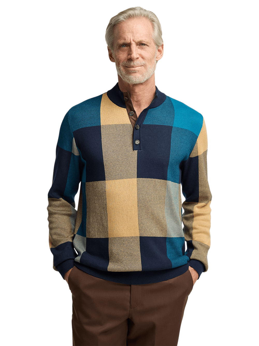 Alternate Image of Cotton Four Button Mock Neck Sweater-1