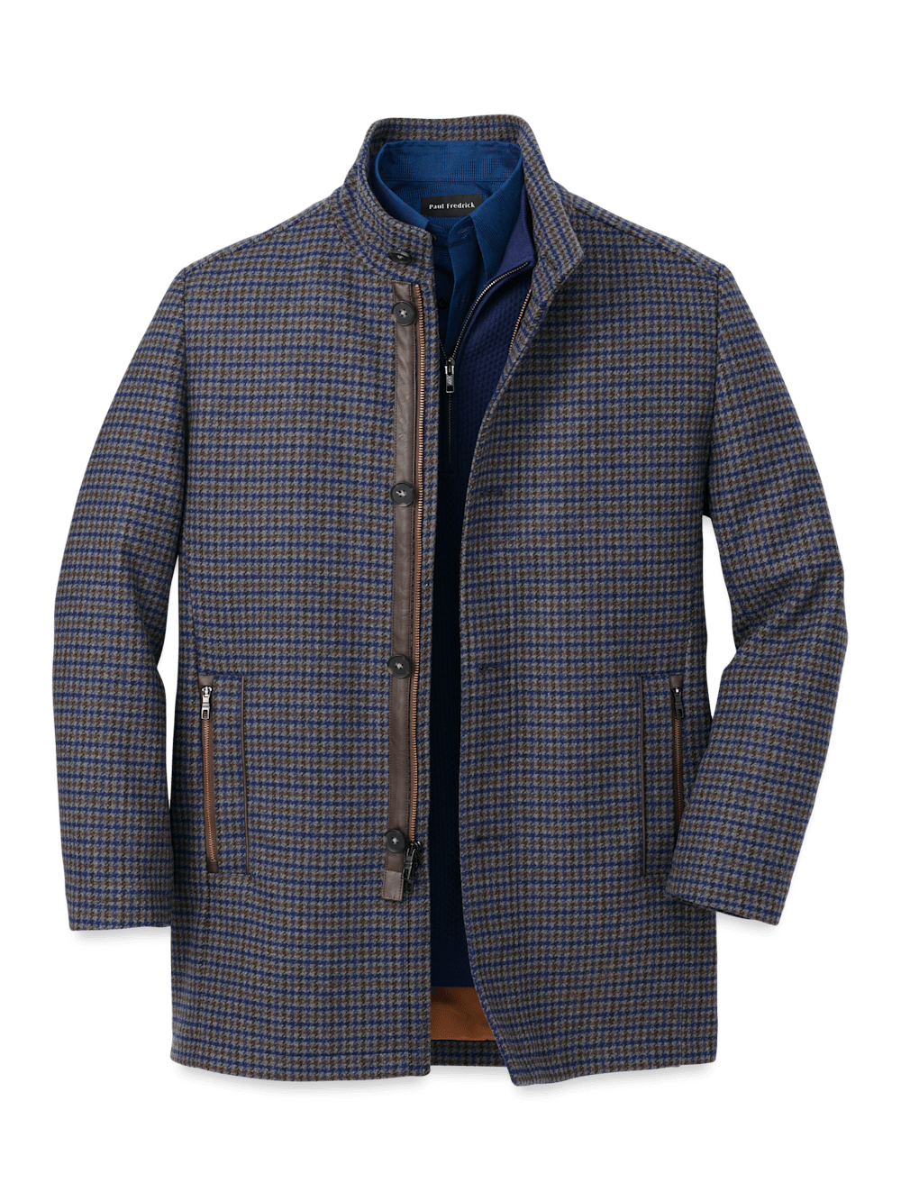 Product Image of Wool Blend Check Carcoat-Multi